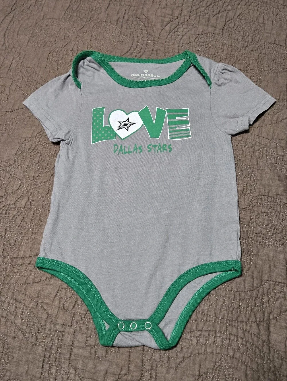 NLH Dallas Stars creeper onesie, baby girl 6m - 12m